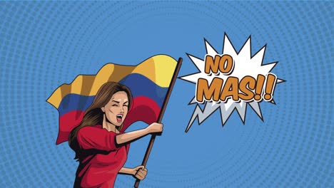 chica colombiana con bandera en el poste