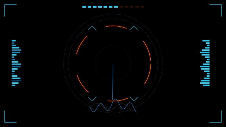 Futuristic Digital Radar Interface with Rotating Scanning Beam