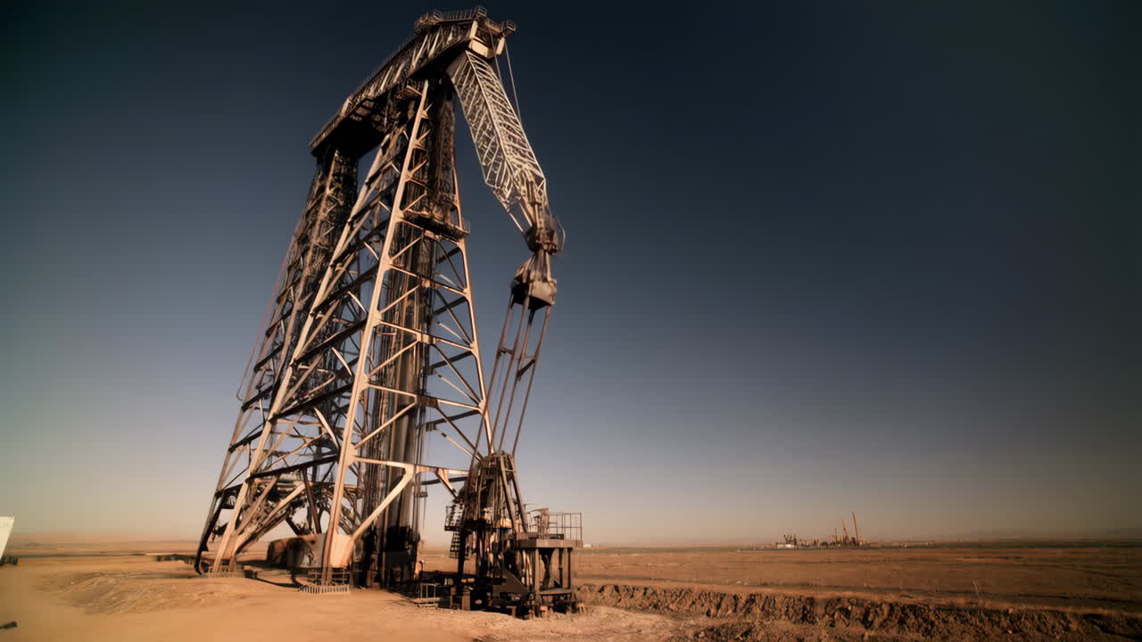 Large Oil Pumpjack in a Desert Landscape