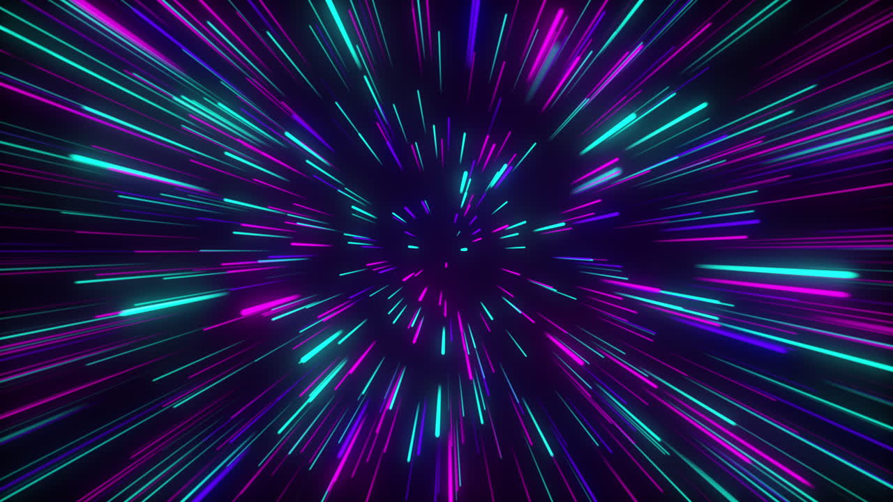 Neon or glowing lines depicting space or time travel