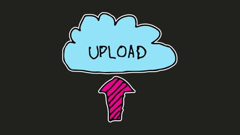 kids drawing black background with theme of upload icon