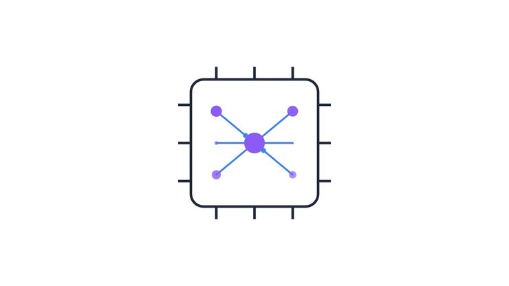 Animated Microchip Processor Icon Connecting Data Nodes