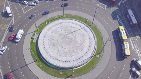 beautiful tilting aerial shot of slavija square, belgrade