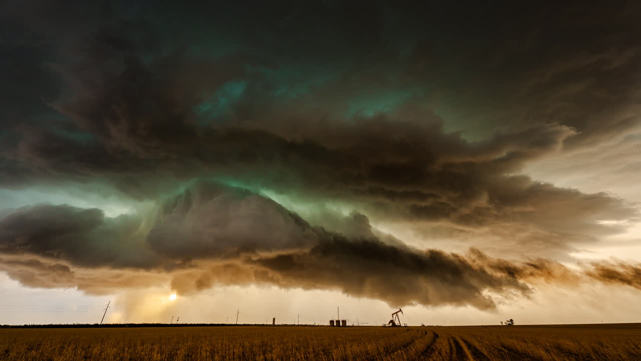 Stormy weather scene with moving clouds dark horizon and a powerful dramatic sky overhead