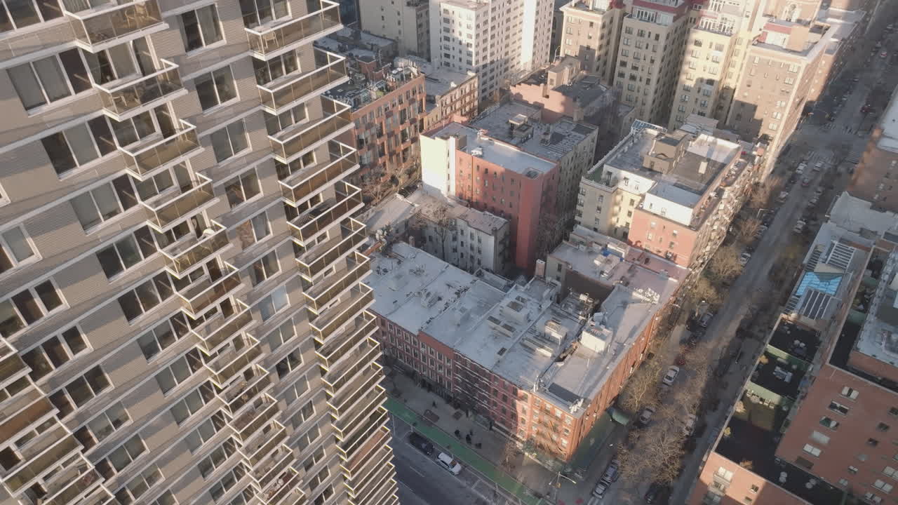 Aerial view of an apartment building in New York City. Shot on Manhattan’s Upper East Side.