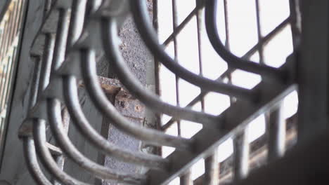 alcatraz federal prison details, metal bars on windows, close up. san francisco california usa