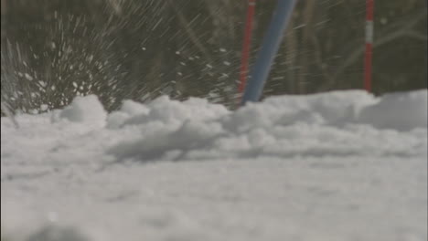 A-skier-navigates-a-down-hill-slalom-course