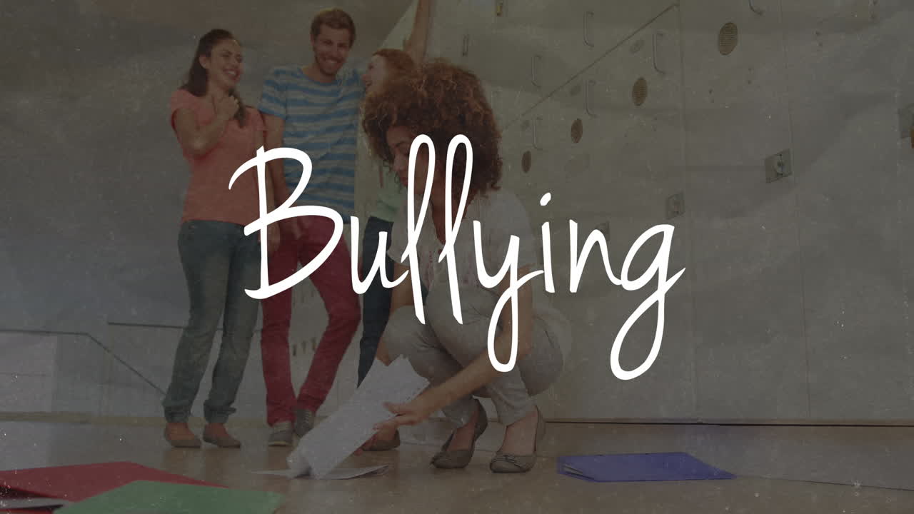 Animation depicts bullying in education with a girl mocked by peers.