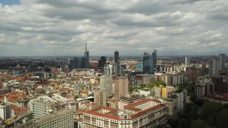 sunny day milan city downtown aerial panorama 4k italy