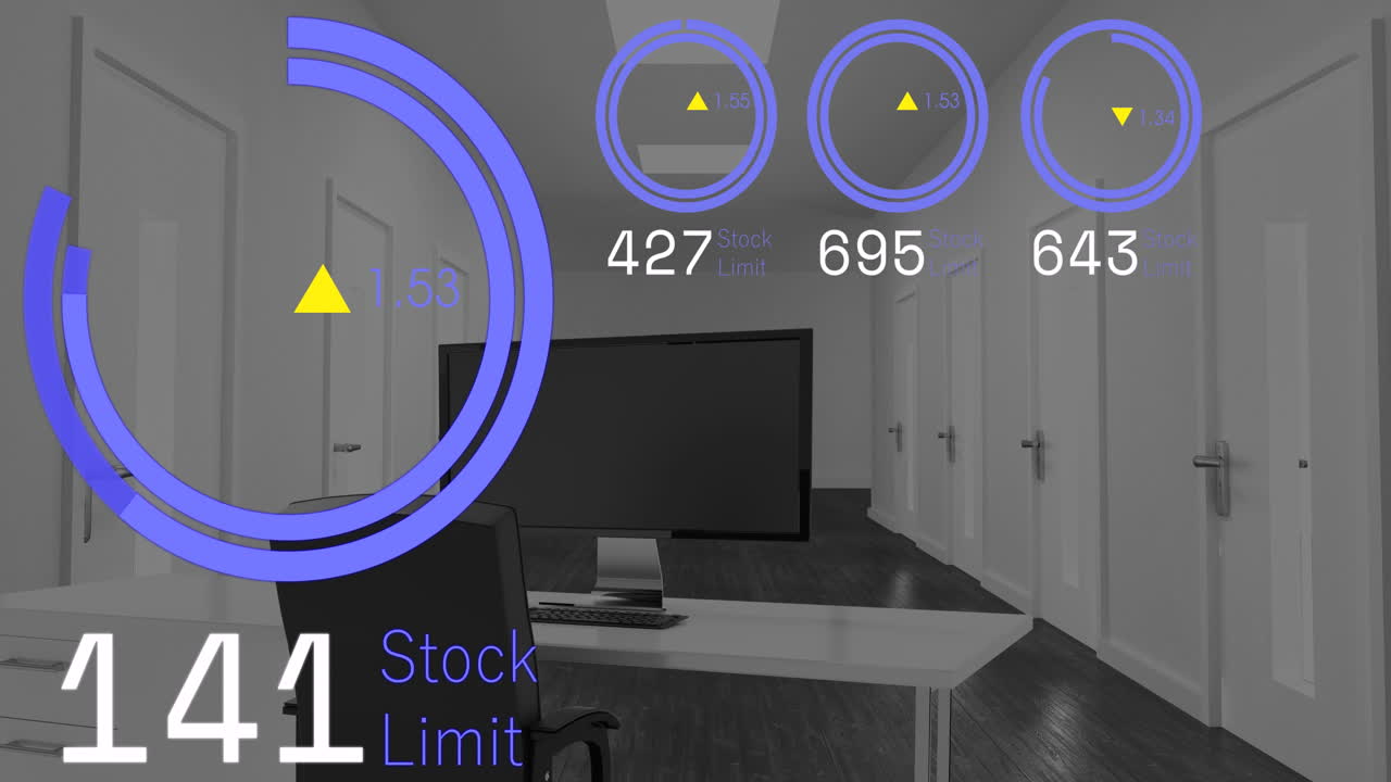 animación del procesamiento de datos del mercado de valores contra el escritorio