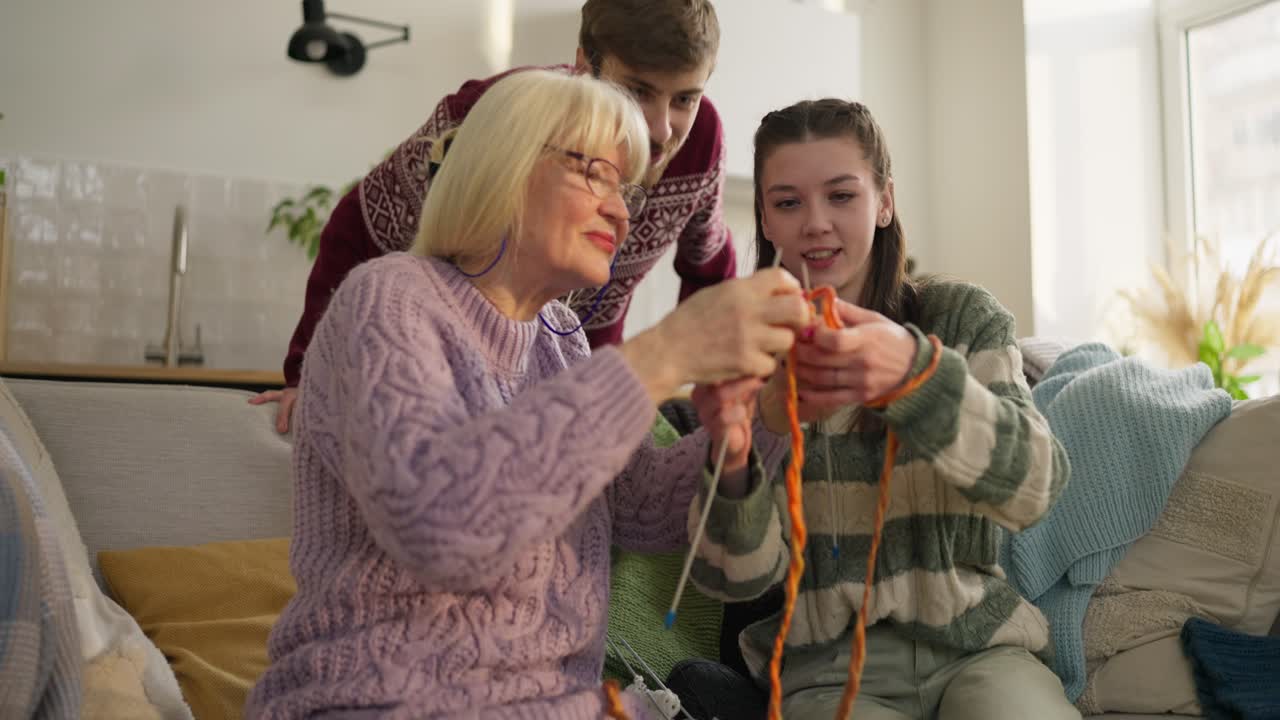 Family Knitting Together