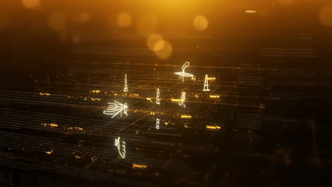 Futuristic Digital Data Grid with Abstract Glowing Elements