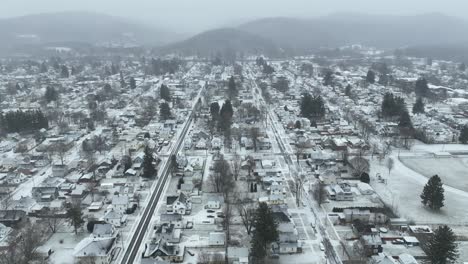 Winter-Drone-flight-over-Olean,-New-York