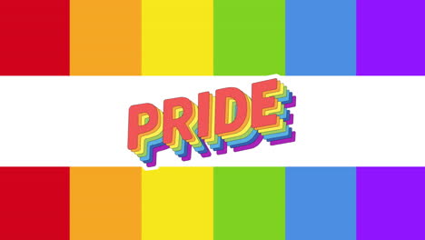 animación del texto prode sobre el fondo de rayas arco iris