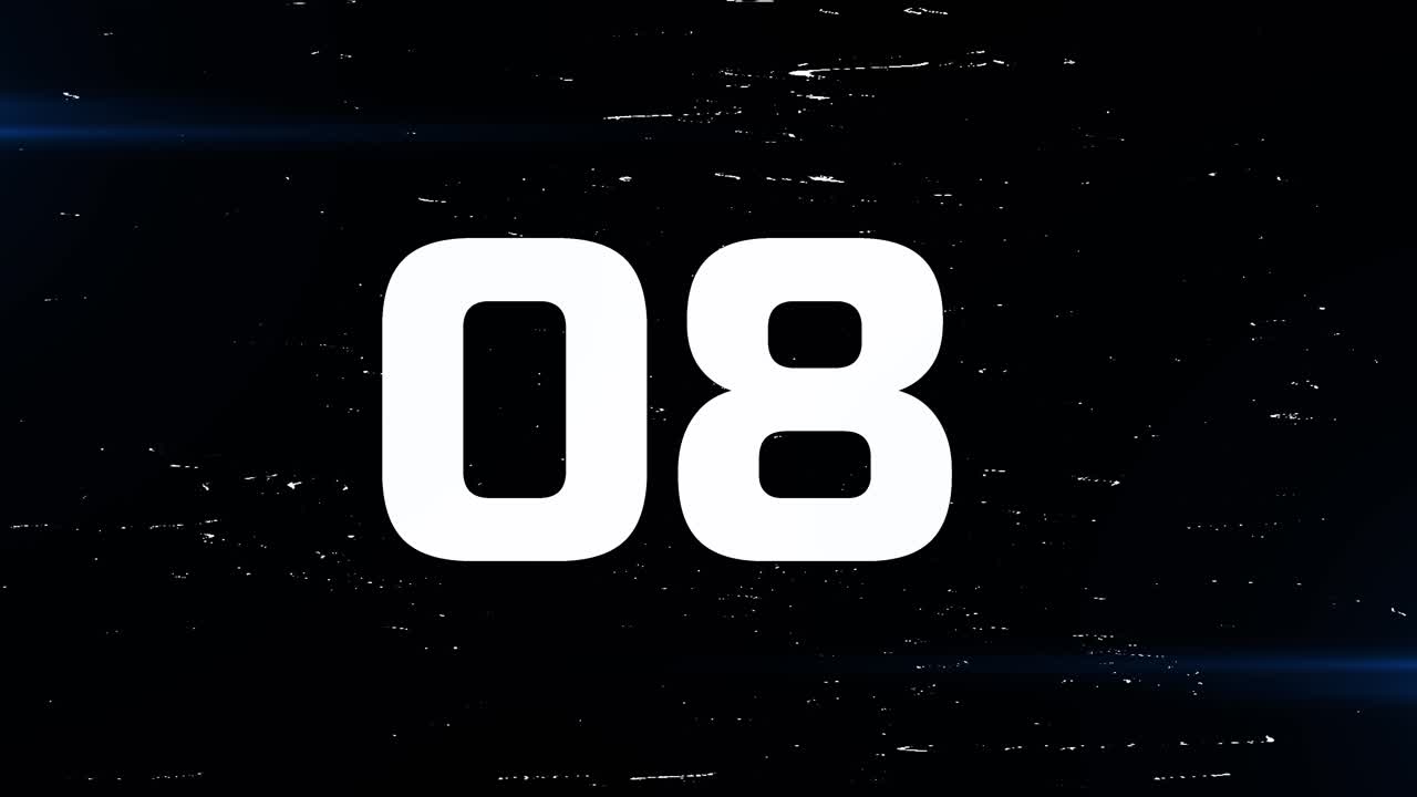 Digital countdown 10 to 0 cinematic data countdowns with glitches retro vhs tv screen bad signal