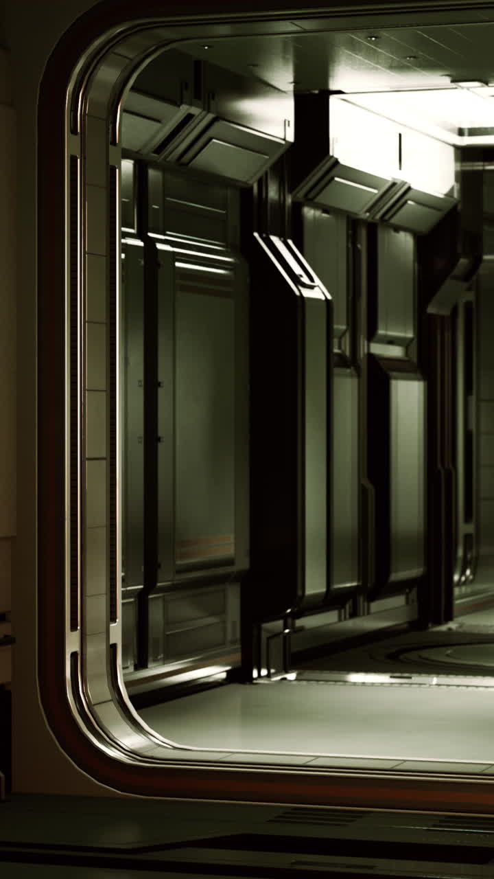 미래의 우주선 복도