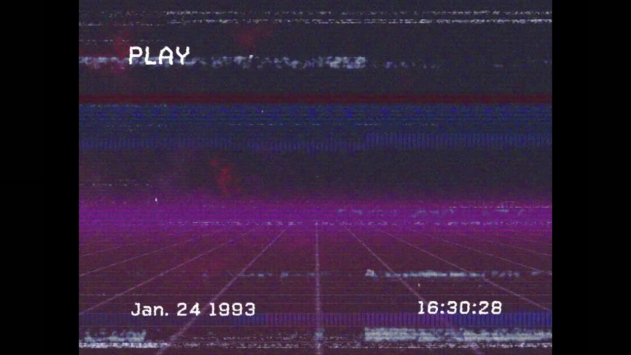 animación de interferencia de fallo sobre líneas de neón sobre fondo negro