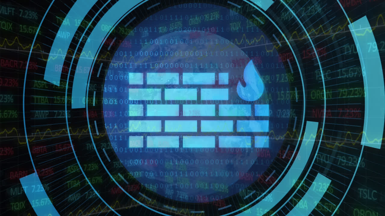 Digital animation of colorful abstract shapes over green circles over green background with copy spa