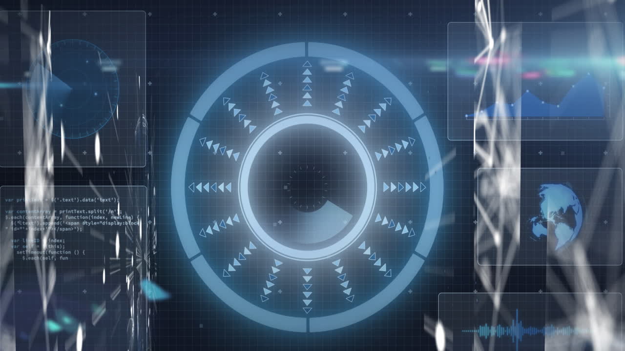 검은 바탕에 스 ⁇  스캐닝과 함께 데이터 처리의 애니메이션