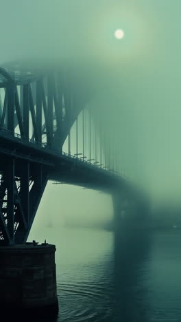 mysterious bridge shrouded in fog