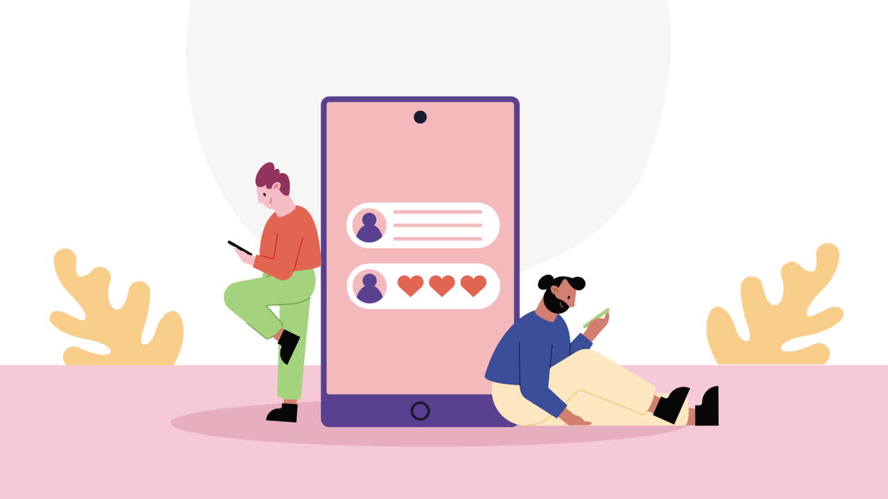 smartphone with social media app animation