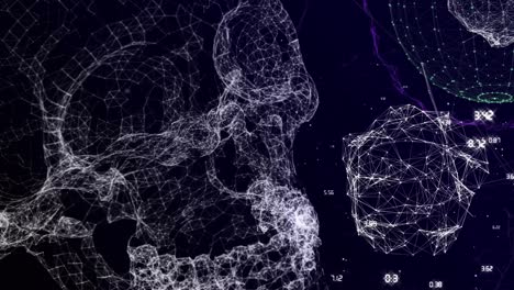 Netzwerk-Von-Verbindungen,-Die-Einen-Totenkopf-Vor-Schwarzem-Hintergrund-Bilden