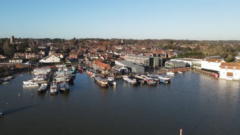 woodbridge harbour quayside pan suffolk 4k aerial