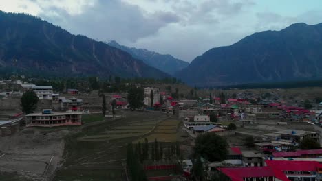 aerial over local village at kalam valley in pakistan