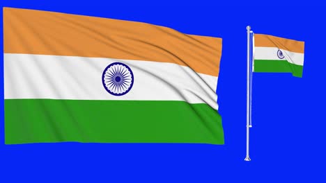 green screen waving india flag or flagpole