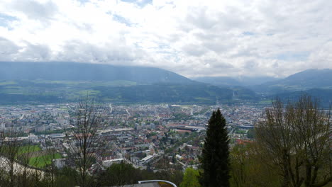 Panoramic-Mountain-View-of-Innsbruck-City-on-a-Sunny-Spring-Day
