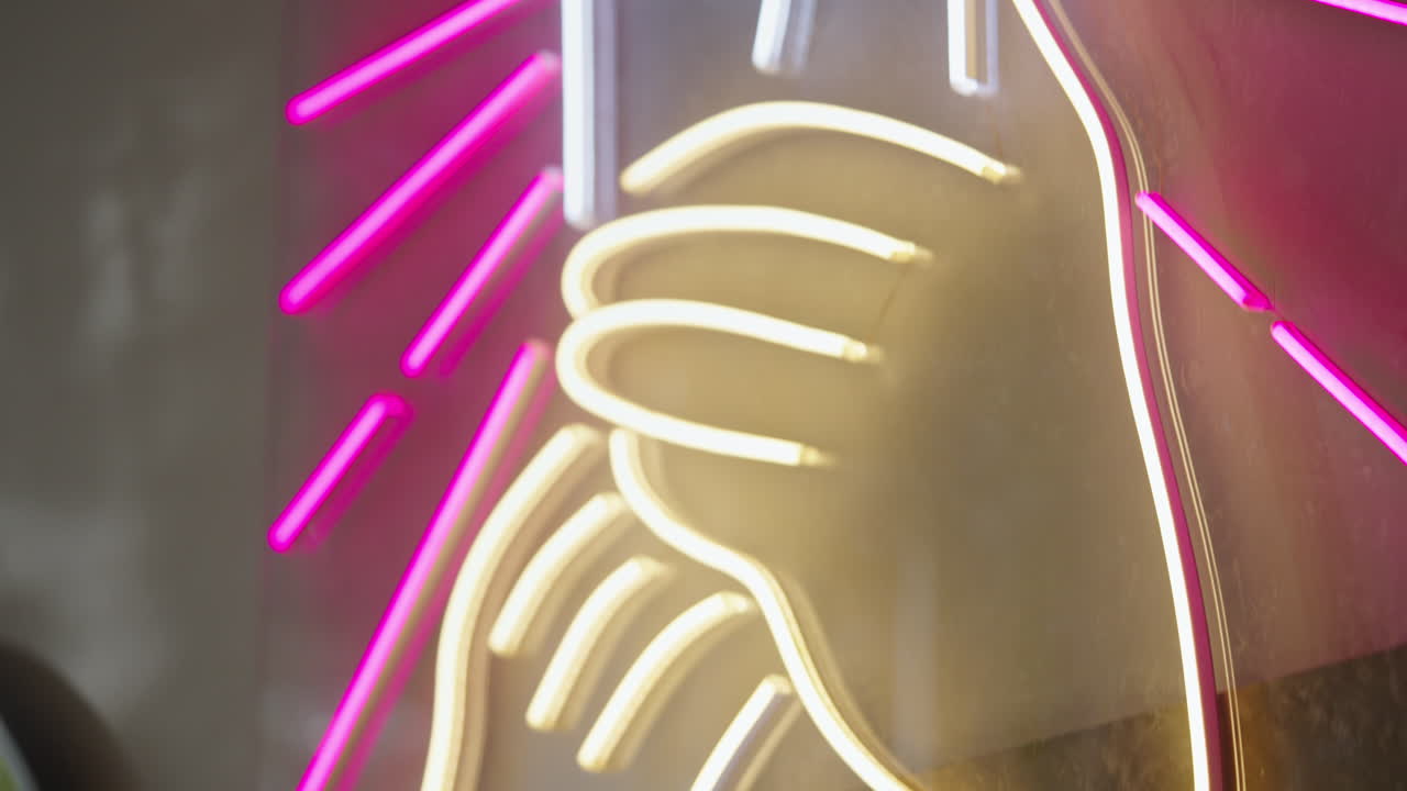 Pink and White Neon Thumbs Up Sign