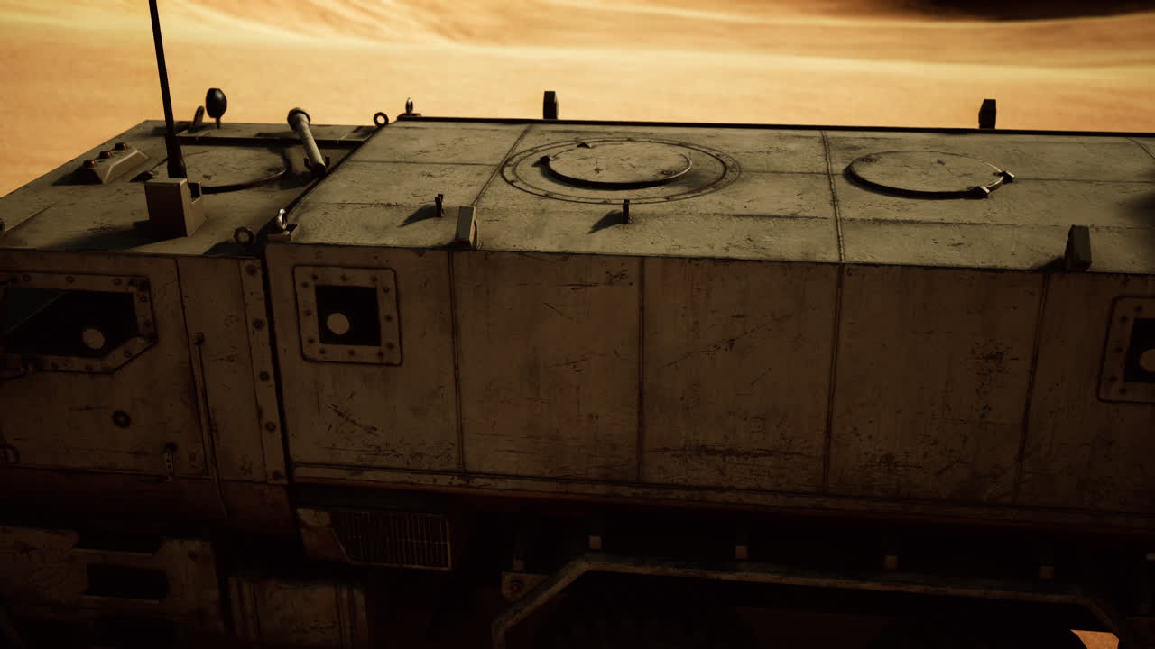 사막에서 장갑 군사 트럭