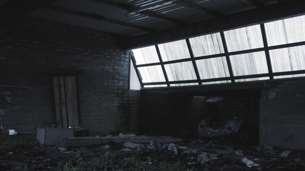 Handheld Inside The Damaged Vintage Car In North Ireland. - Wide shot
