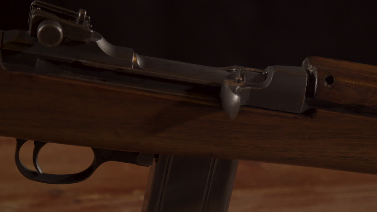 Close dolly of closed receiver of the classic m1 carbine rifle