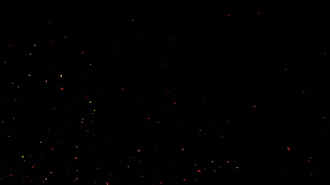4k fire particles over black background flying embers from fire smoke motion of fiery orange red