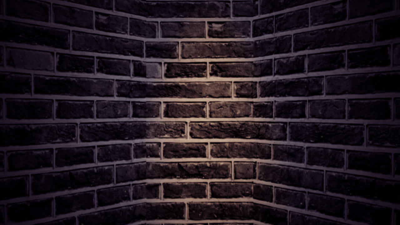 벽돌 벽 배경에 있는 복사 공간 위에  ⁇ 박이는 빛의 디지털 애니메이션