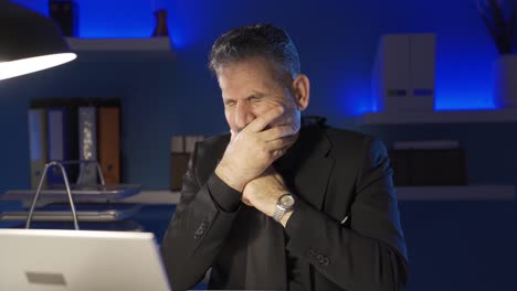 thoughtful businessman is worried and panicking.