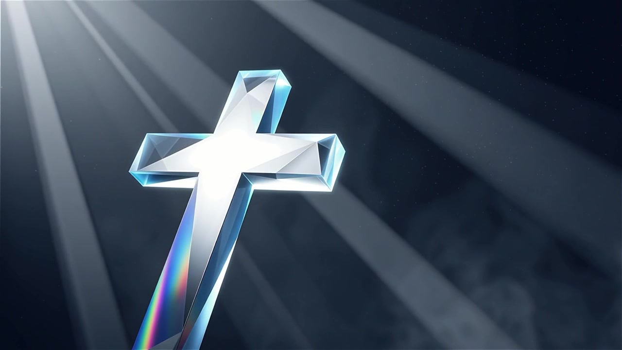 Croce Cristiana Luce Celestiale Sfondo per il Culto.