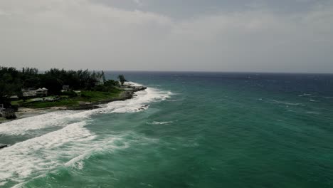 Beautiful-shot-of-waves-aerial-tropical-beach-shot-of-blue-sky-turquoise-water-in-st