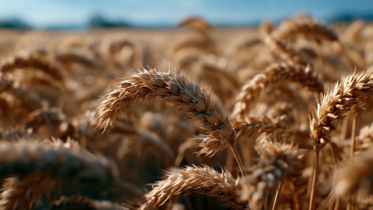 Ondas Douradas de Trigo: Uma Exploração em Close-Up de Campos Florescentes Capturando a Essência da Abundância da Natureza na Época da Colheita