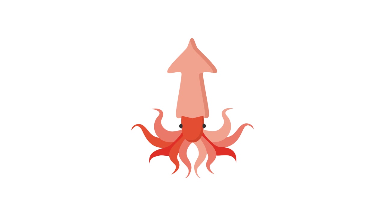 Animated Squid Character Morphing from an Arrow Shape