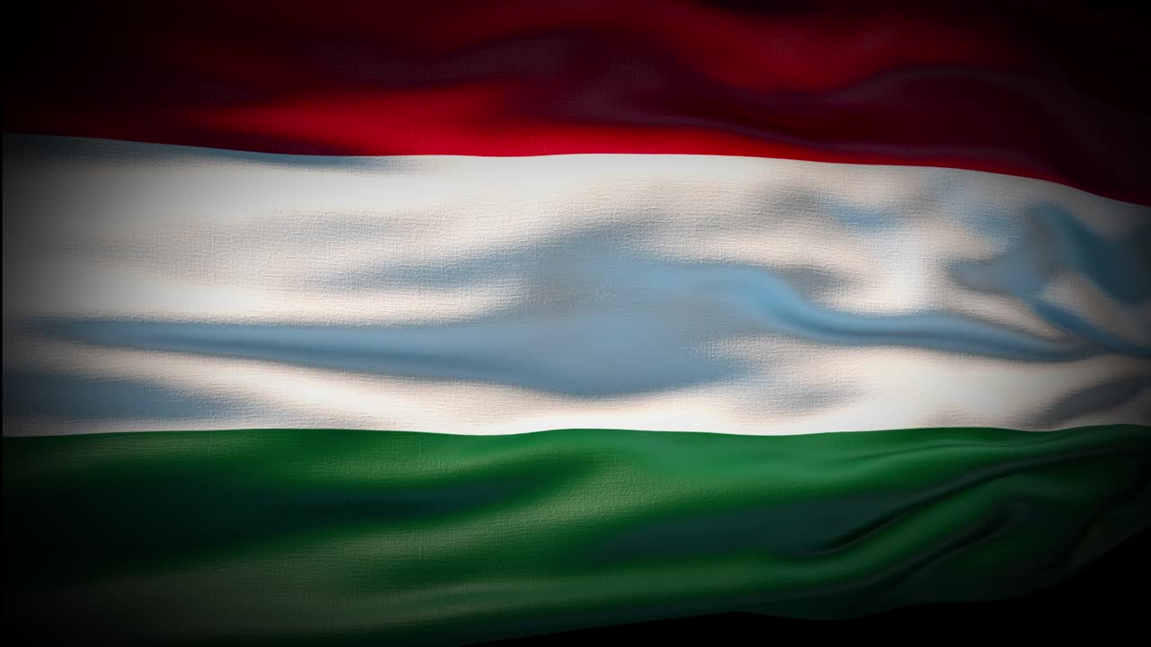 Animación de bandera de Hungría ondeando en bucle sin fin. Bandera de Hungría ondeando al viento. Primer plano de bandera nacional de Hungría 4K realista