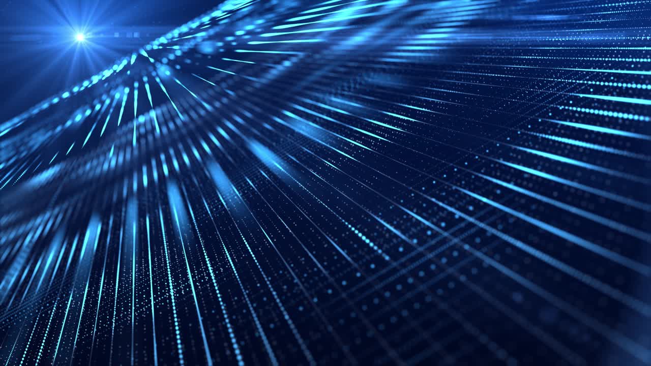 4k digital de líneas de neón brillantes transformación de código binario programación de bucle de fondo.