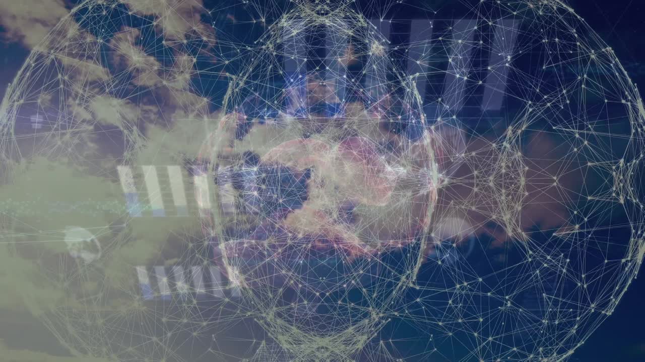 animación de conexiones y datos en nubes