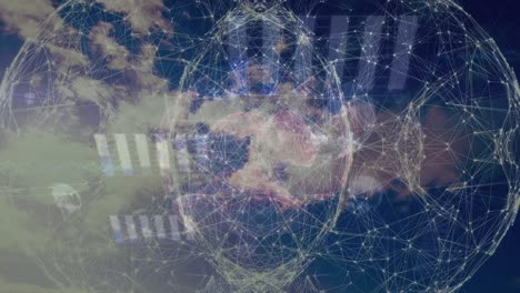 animación de conexiones y datos en nubes