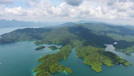 aerial panorama view on cheow lan lak in thailand