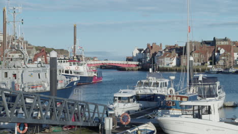 whitby harbour, north york moors, static shot, early morning sunshine north yorkshire heritage coast, bmpcc 4k prores 422 clip 21 jan 2022