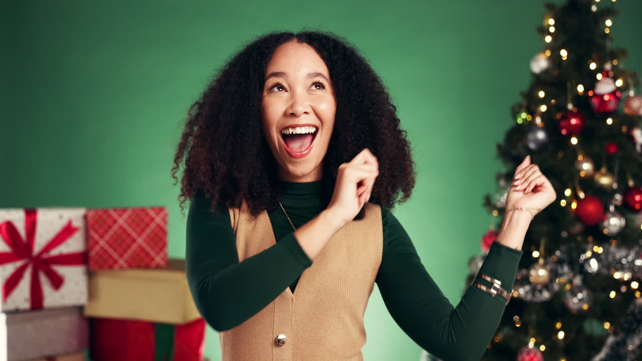 Festive Woman Celebrating Christmas