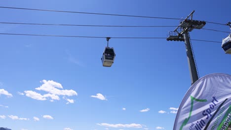 cable cars moving across a clear blue sky