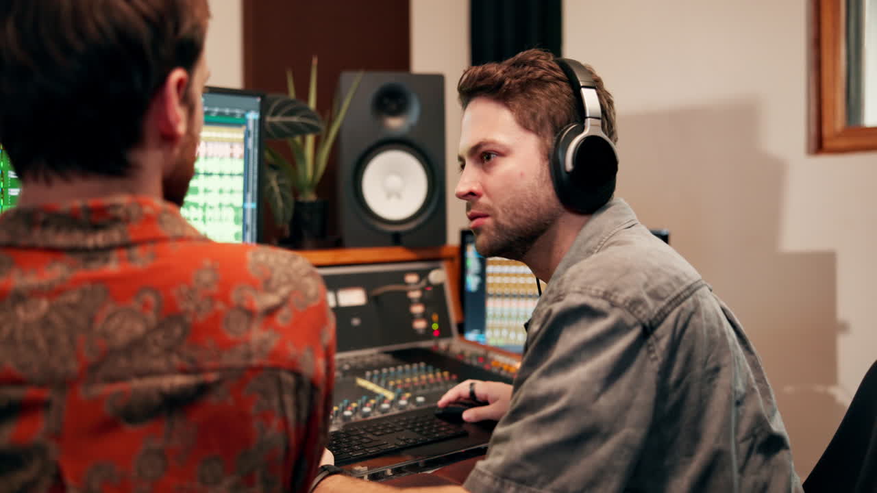 People working in a recording studio